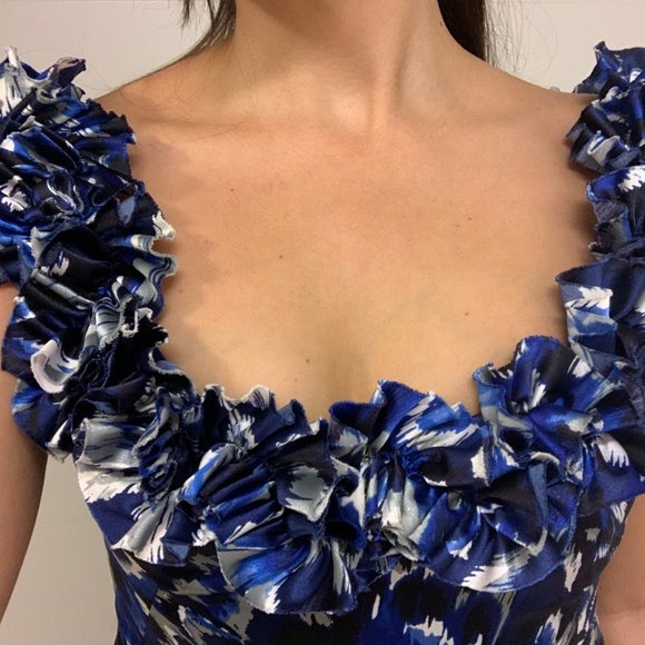 MAGGY LONDON BLUE FLORAL DRESS - Picture 2 of 7